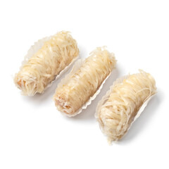 Traditional Moroccan patisserie almond cookies isolated on white background close up