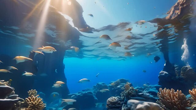 4K HD Video of many varieties of tropical fish swimming around in a coral reef. Coral reefs are diverse underwater ecosystems held together by calcium carbonate structures secreted by corals.