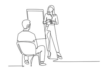 One continuous line drawing of workshop concept. Doodle vector illustration in simple linear style.