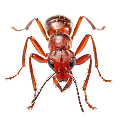 Red ants isolated on transparent or white background