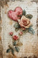 Nostalgic Love Notes: Vintage Valentine's Day Ephemera with Muted Tones and Vintage Shades
