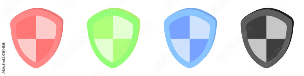 Poster shields vector icon set. vector protection symbol. blank template icons in the shape of a shield. ve