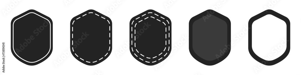 Poster shields vector icon set. vector protection symbol. blank template icons in the shape of a shield. ve