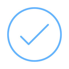 Blue tick in a circle vector. Voting icon. Confirmation check mark symbol. Choice vector icon. Vector illustration.