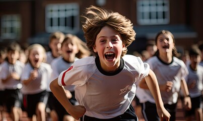 Fototapeta na wymiar Young Children Running in a Race
