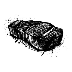 Fototapeta premium Silhouette steak food black color only