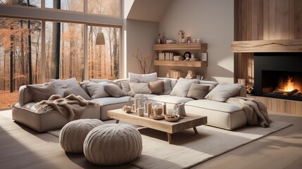 White and Light Gray Floor Poufs