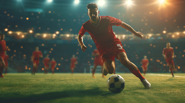 soccer player kicking ball