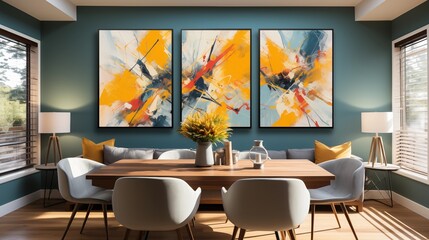 Yellow and Blue Abstract Wall Art