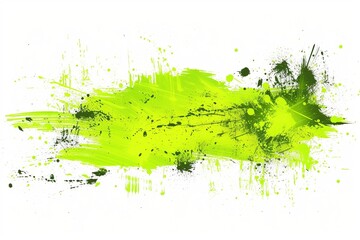 Vibrant Neon Glow: Grunge and Scratch Effect in Neon Green, Horizontal Layout Isolated on White