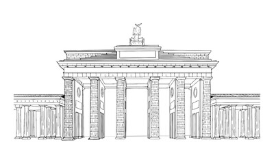 Vector illustration of the Brandenburg Gate in Berlin, Germany - obrazy, fototapety, plakaty