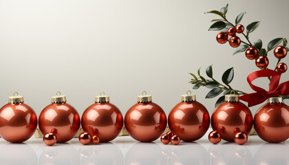 Winter celebration shiny ornament reflects snowflake on blue background generated by AI