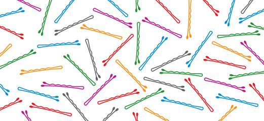 Cartoon woman hair-clip, line pattern. Vector body hair pin icon. Claw hair pins. Barber, hair clip accessories tools. Hairclip symbol.