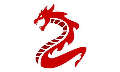 red dragon vector icon illustration logo