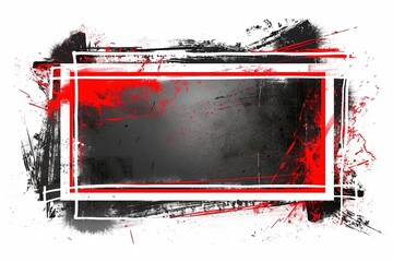 Vibrant Neon Palette: Horizontal Neon Red and Grey Grunge with Scratch Effect and White Border, Isolated on White