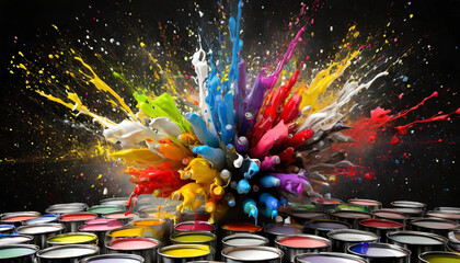 explosion de pots de peinture