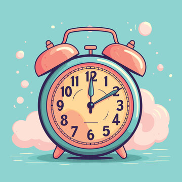 Alarm clock wake-up time. Vector illustration