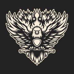 Obraz premium A eagle illustration in monochrome style