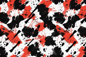 Dynamic Contrast: Black Pattern with Red Paint Splatter