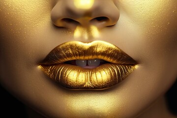 shiny golden lips - 738130585