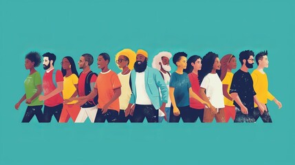 Obraz premium A group of diverse people walking together