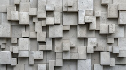 Gray concrete blocks background with extruded cubes