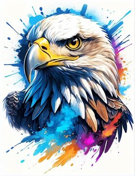 An eagle's head colorful background generative AI video