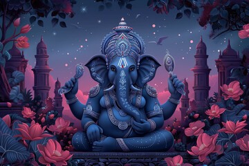 Vector Illustration of Ganesh remover of obstacles blessing the occasion