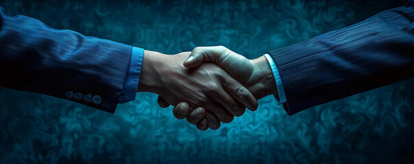 Strategic Partnership handshake silhouette merging two companies - obrazy, fototapety, plakaty
