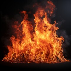 Fire and flames on a black background