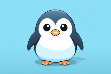a cartoon penguin on a blue background