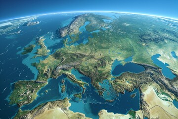 Satellite image of Europe - obrazy, fototapety, plakaty