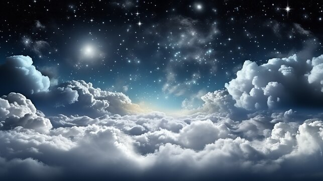 Starry Night Sky with Clouds