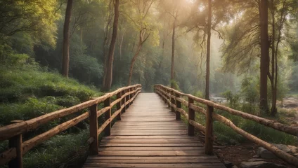 Deurstickers wooden bridge in the forest © Shahzaib