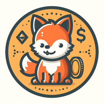 Behold the irresistible sight of a little fox embracing a bitcoin, adorned with the logo of Cute baby wolf crypto coin. Cute and crypto-connected!