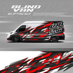 Blind van for racing car wrap design vector. Graphic abstract stripe racing background kit designs for wrap vehicle, race car, rally, adventure and livery