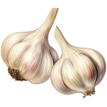 Watercolor garlic isolated on transparent background