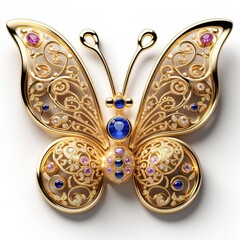 Gold butterfly, jewelry.