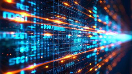 Fototapeta premium Binary code and data flow in cyberspace