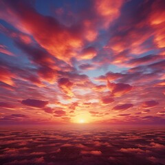 A vivid sunset sky with pink, orange, and yellow clouds