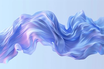 Blue Wavy Silk-like Abstract 3D Illustration - obrazy, fototapety, plakaty