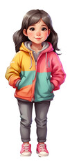 Cute girl wearing multicolor hoodie t-shirt design