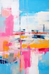 Pink and Blue Abstract Painting