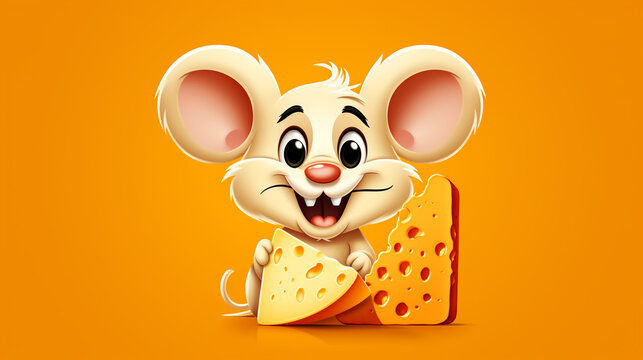mouse with cheese and reflecting happy moments.