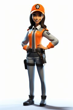 A security guard in an orange uniform