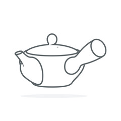 Simple Style White Kettle sticker design vector illustration. Kitchen interior object icon concept. Kitchen Teapot with closed lid sticker design with shadow. Restaurant kettle icon logo.