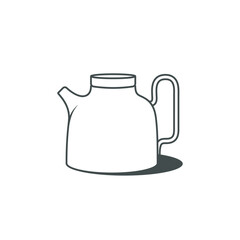 Simple Style White Kettle sticker design vector illustration. Kitchen interior object icon concept. Kitchen Teapot with closed lid sticker design with shadow. Restaurant kettle icon logo.