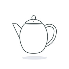 Simple Style White Kettle sticker design vector illustration. Kitchen interior object icon concept. Kitchen Teapot with closed lid sticker design with shadow. Restaurant kettle icon logo.