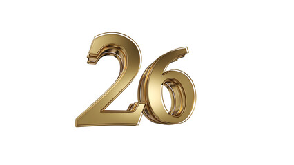 3d number 26gold 3d numbers element for design