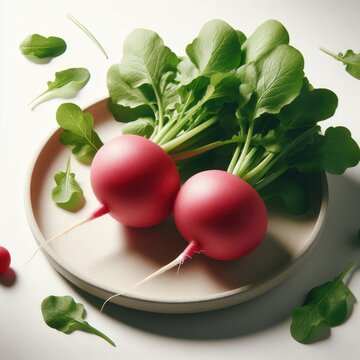 bunch of radishes on white